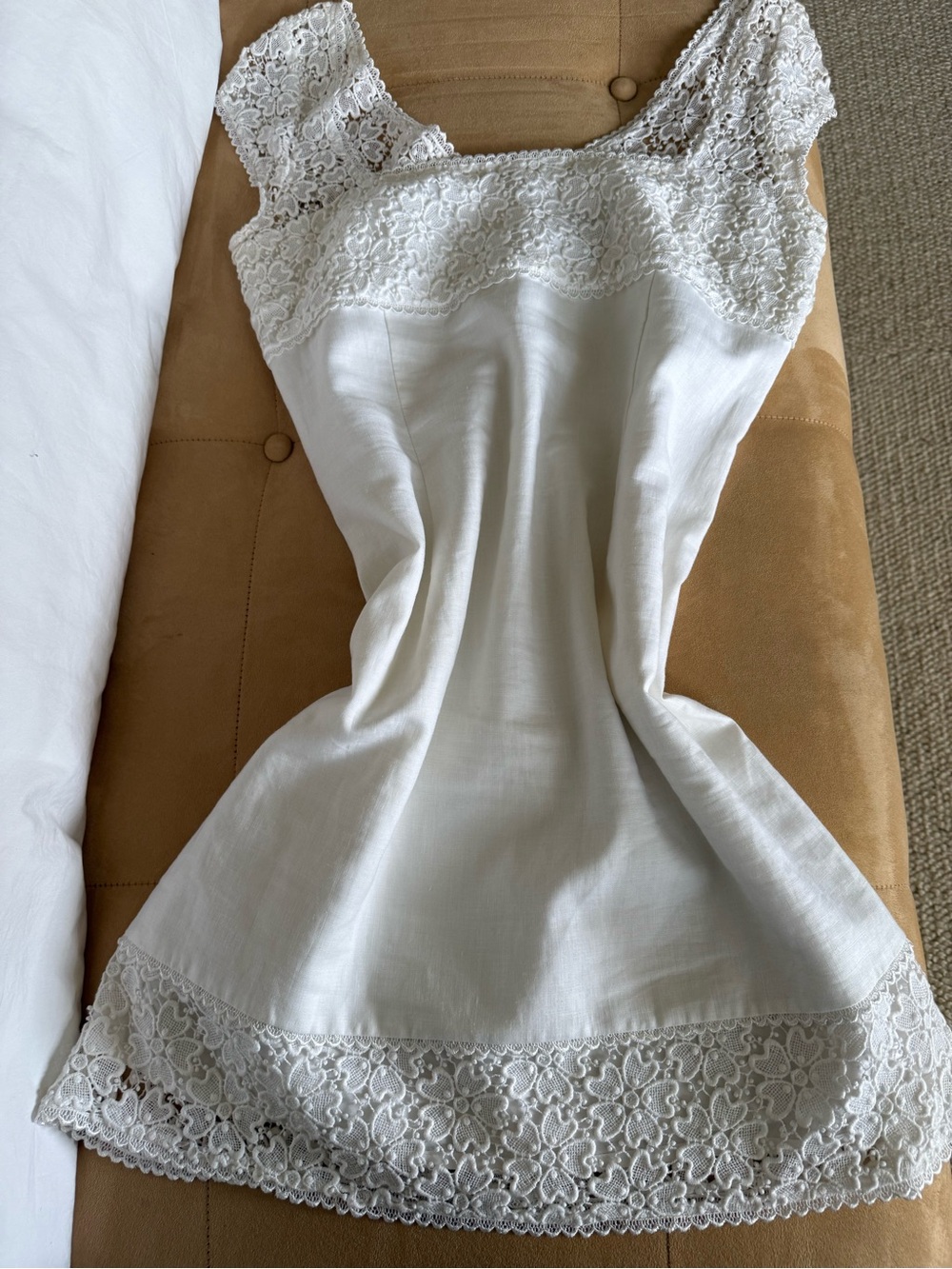 Theory White Lace-Trim Sleeveless Dress